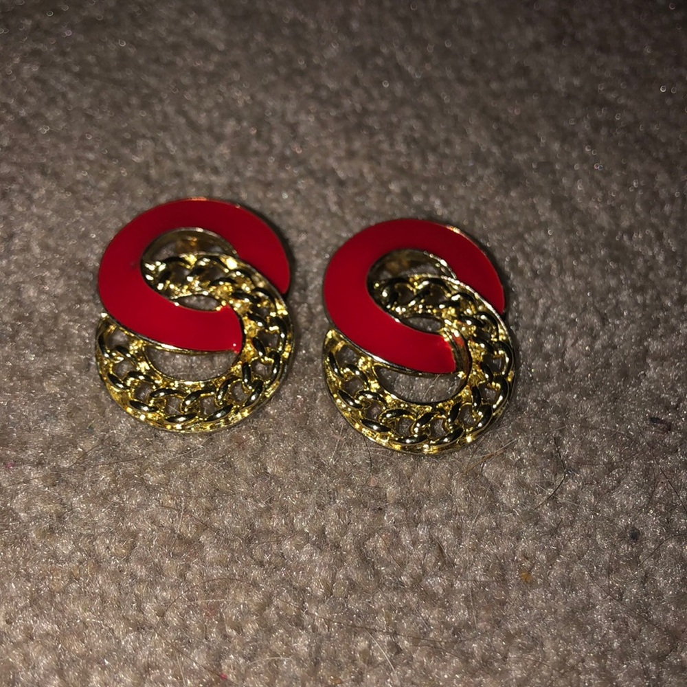 Elegant Red and Gold Earrings